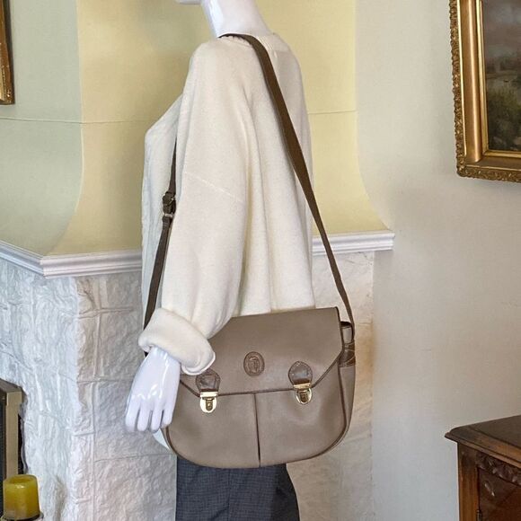 Trussardi Crespo Collection Italian Leather Unisex Messenger Bag Vintage - Picture 2 of 16